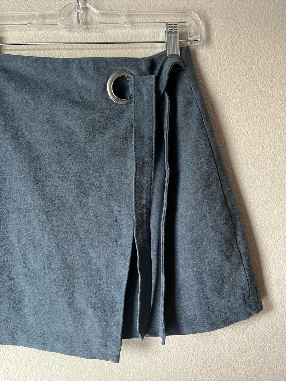 Abercrombie & Fitch Slate Blue Wrap Skirt with Grommet Detail